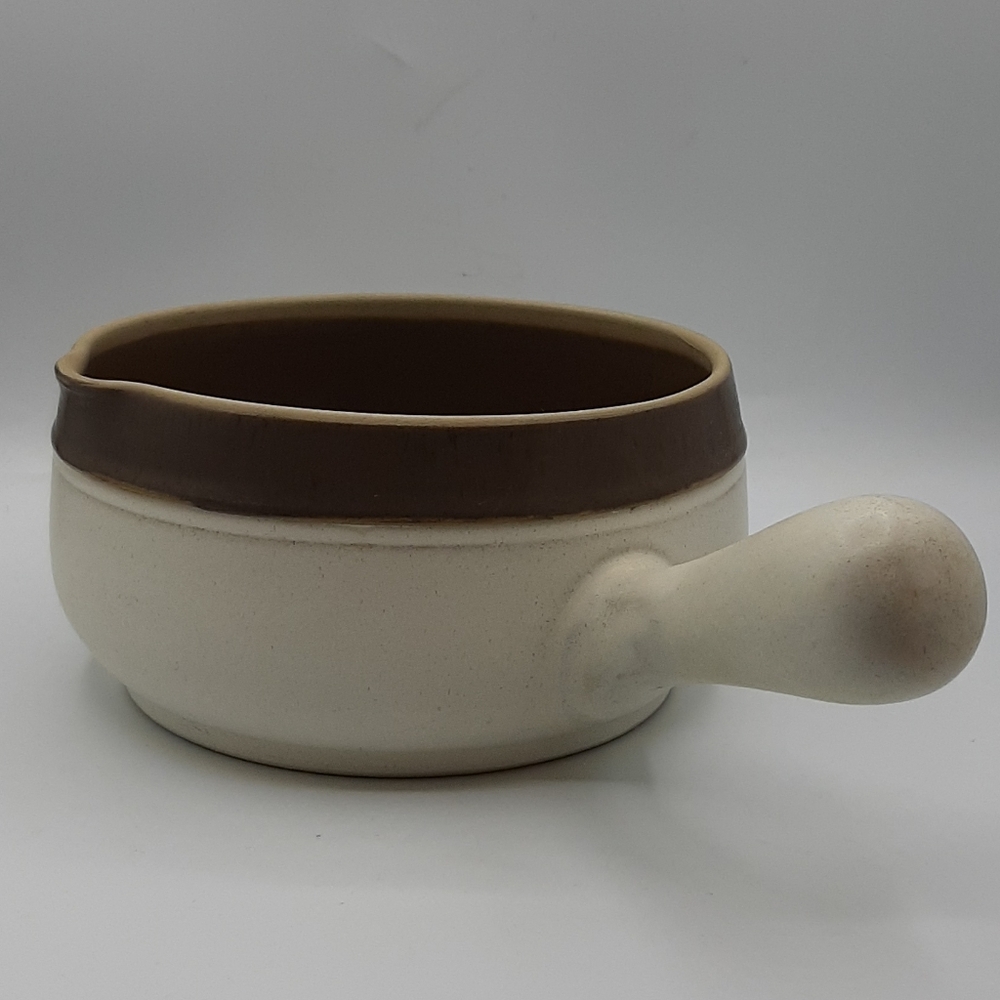 Vintage Denby Stoneware Pottery Dish With Pouring Lip Serveware 6 1/4" Diameter